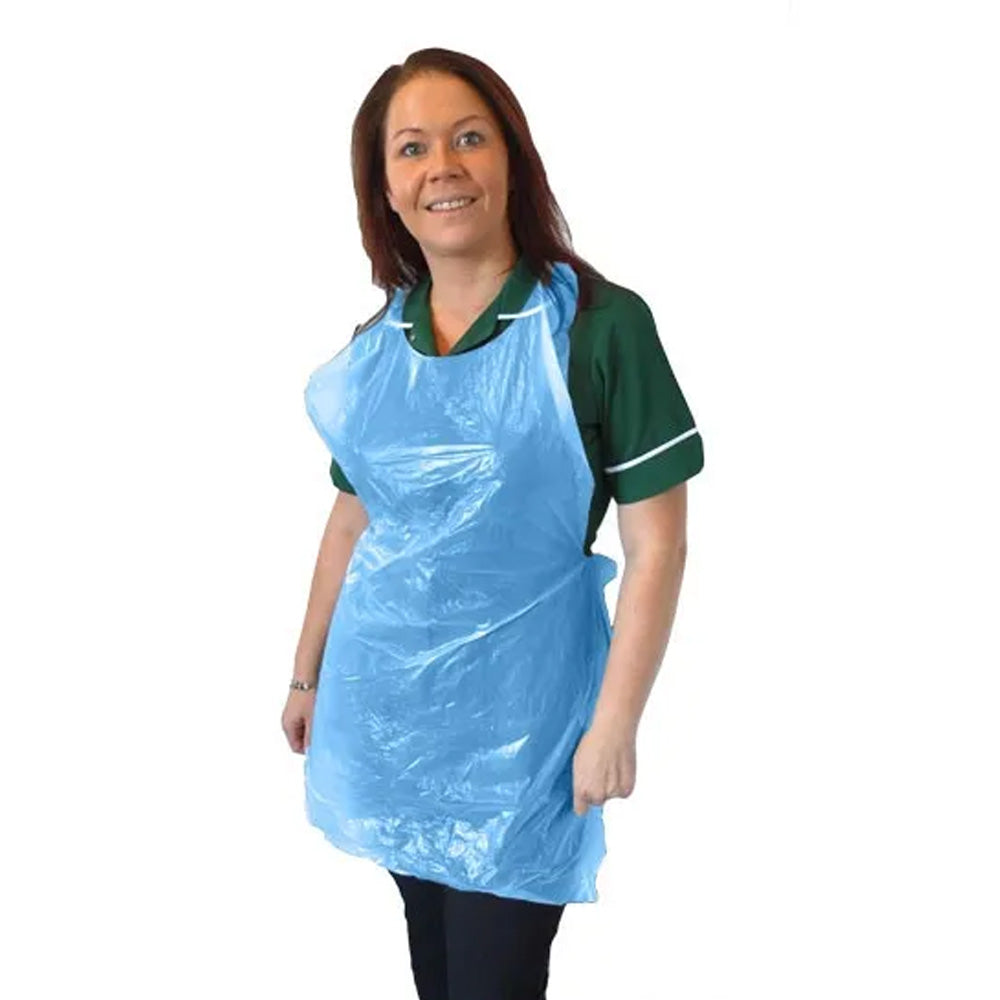 Blue Flat Pack Aprons -  8 Micron, 27 x 40 Inch | Case of 1000 (10 x 100)