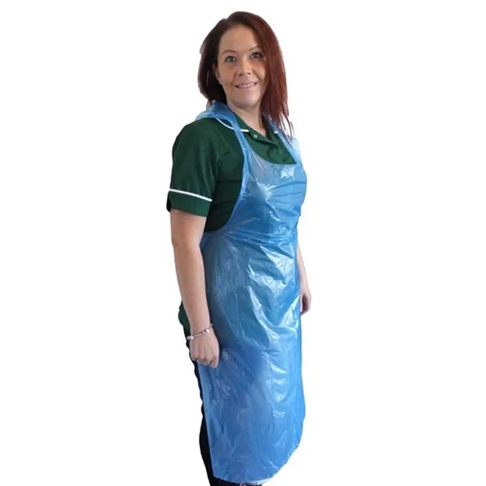 Blue Flat Pack Aprons - 16 Micron, 27 x 46 Inch | Case of 1000 (5 x 200)