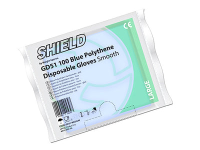 Blue Polythene Disposable Gloves - Pack of 100 (Size Large)