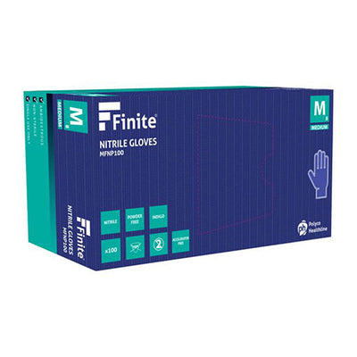 Bodyguards Finite Indigo Nitrile Powder Free Disposable Gloves (Sizes L & M)