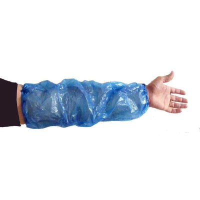 Case of Polythene Oversleeves, Blue 400mm, Machine Stitched