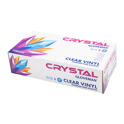 Gloveman® Crystal Clear Vinyl Powder Free Disposable Gloves - Box of 100 (Sizes S - XL)