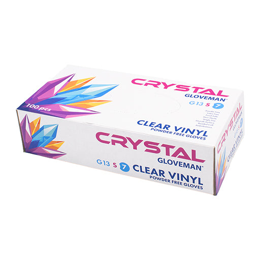 Gloveman® Crystal Clear Vinyl Powder Free Disposable Gloves - Box of 100 (Sizes S - XL)