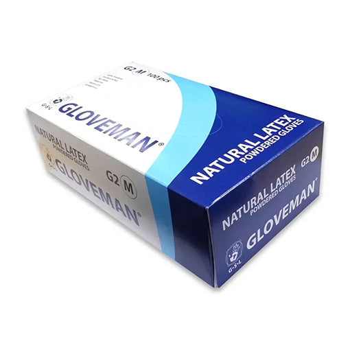 Gloveman® Latex Powdered Examination Gloves - Box of 100 (Sizes S - XL)