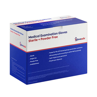 GloveSafe Blue Sterile Nitrile Examination Gloves - Pack of 50 (Size XL)