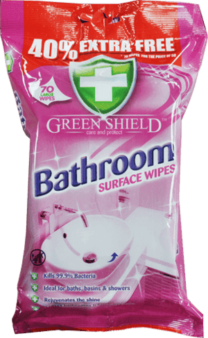 Greenshield Bathroom Surface Wipes 40% Free 70’s
