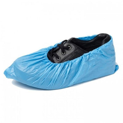 Polythene Overshoes, Blue 16", Machine Stitched x 100