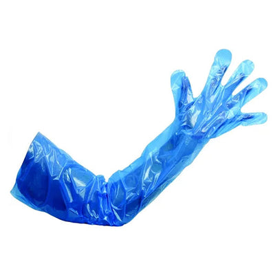 Safecare Blue Polythene Gauntlet Gloves, Box of 50