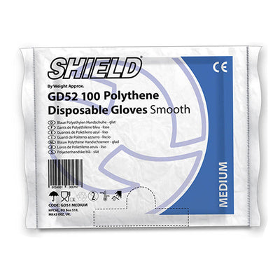 Shield Clear Polythene Disposable Gloves - (Sizes S - L)