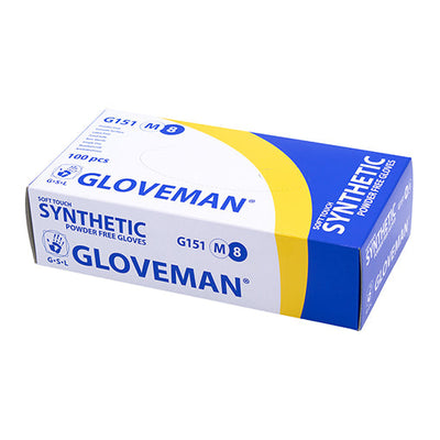 Gloveman® White Soft Touch Synthetic Powder-Free Disposable Gloves - Box of 100 (Sizes S - XL)