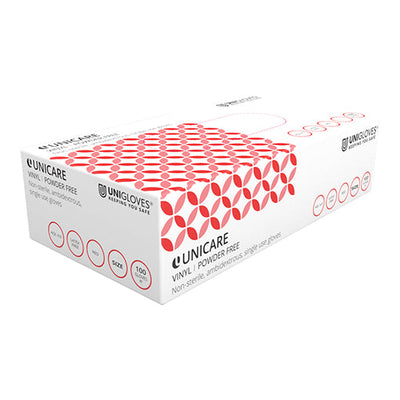 Unicare Red Vinyl Powder Free Disposable Gloves - Box of 100 (Size XL)