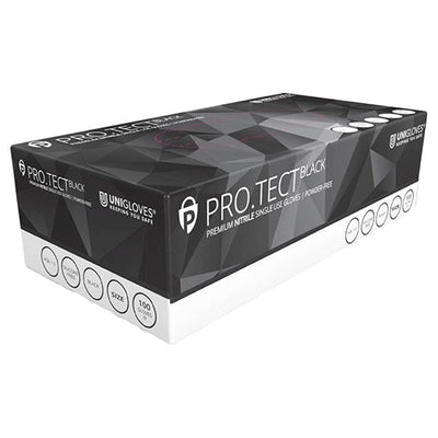 Unigloves PRO.TECT Black Nitrile Powder Free Disposable Gloves - Box of 100 (Sizes M - XL)