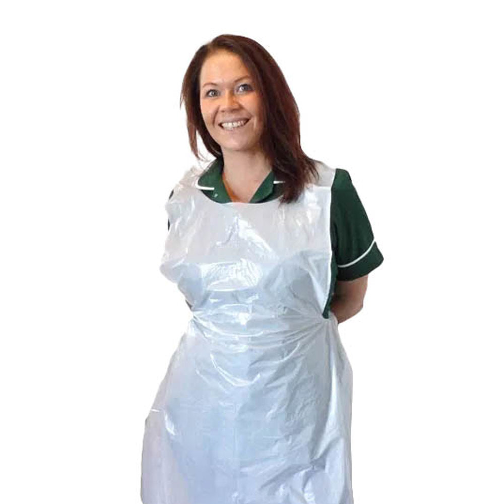 White Aprons on a Roll - 15 Micron, 27 x 46 Inch, Case of 1000 (5 x 200)