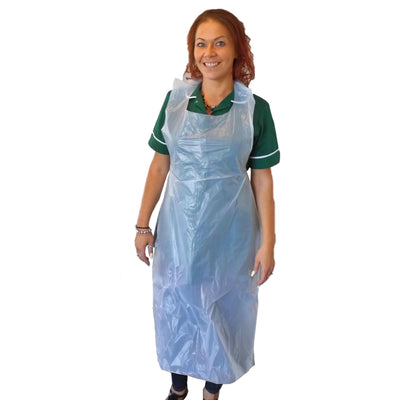 White Flat Packed Aprons - 17 Micron, 27 x 48 Inch