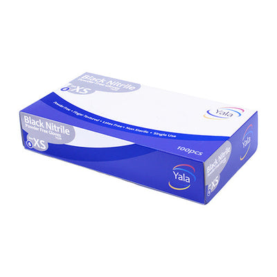 Yala Black Nitrile Powder Free Disposable Gloves - Box of 100 (Sizes XS - L)