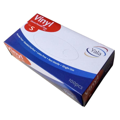 Yala Clear Vinyl Powder Free Disposable Gloves - Case of 1000 (10 x 100) Size S - M